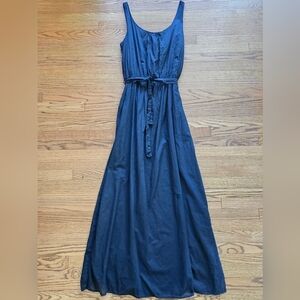 CP SHADES Cotton Navy Blue Maxi Dress Sleeveless Medium Cotton Organza